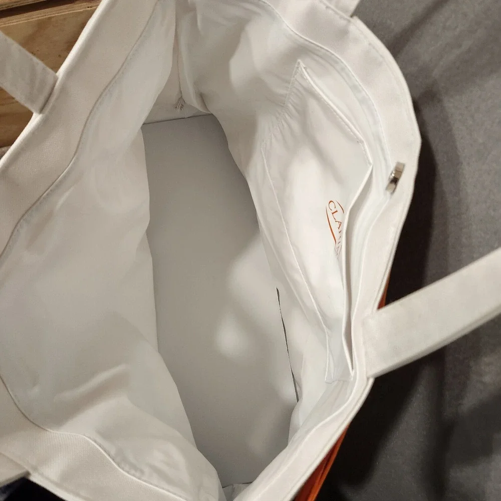 Clarins Tote Bag White‎ with Orange Accents